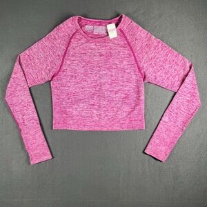 NWT Victoria's Secret Pink Seamless‎ Marled Crop Top Thumbholes M Loungecore